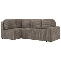 ECKSOFA NESSARO COR L - Hellbraun Cord - Links - Hellbraun/Schwarz, Kunststoff/Textil (151/240cm) - MKS