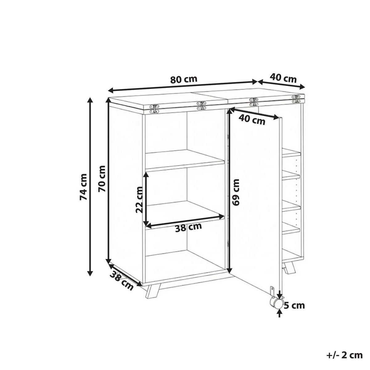 SEKRETÄR 80/40/80 cm klappbar Weiß Flomot - Hellbraun/Weiß, Holzwerkstoff (40/80/74cm) - Beliani
