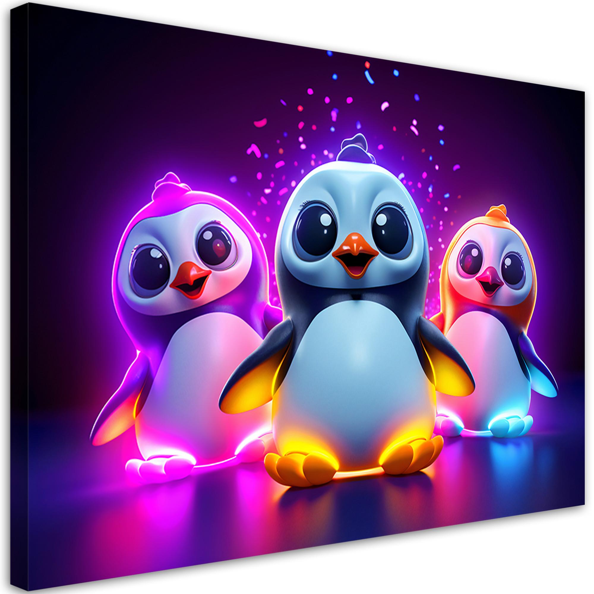 WANDBILD nenon pinguine cartoon - Multicolor, Textil (60/40cm) - Feeby