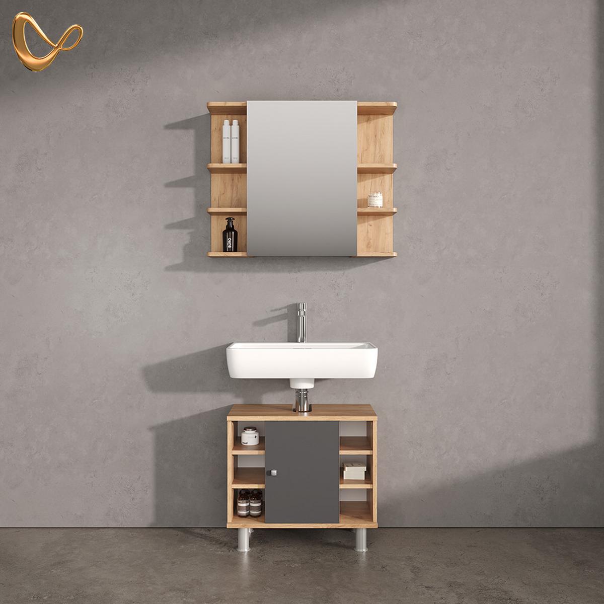 BADMÖBEL-SET Fucino Eiche 2 Teile - Eichefarben, Holzwerkstoff (79/64/21cm) - Livinity®
