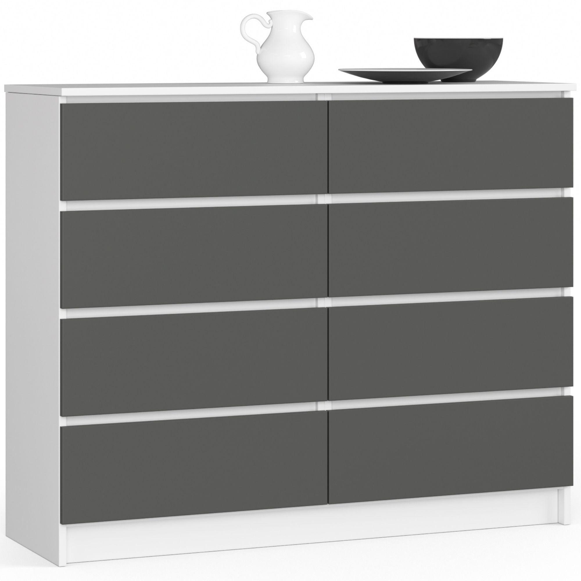 KOMMODE Weiß, Graphit Grau 99/120/40 - Weiß, Holzwerkstoff (120/99/40cm) - RAUMHIRSCH FURNITURE