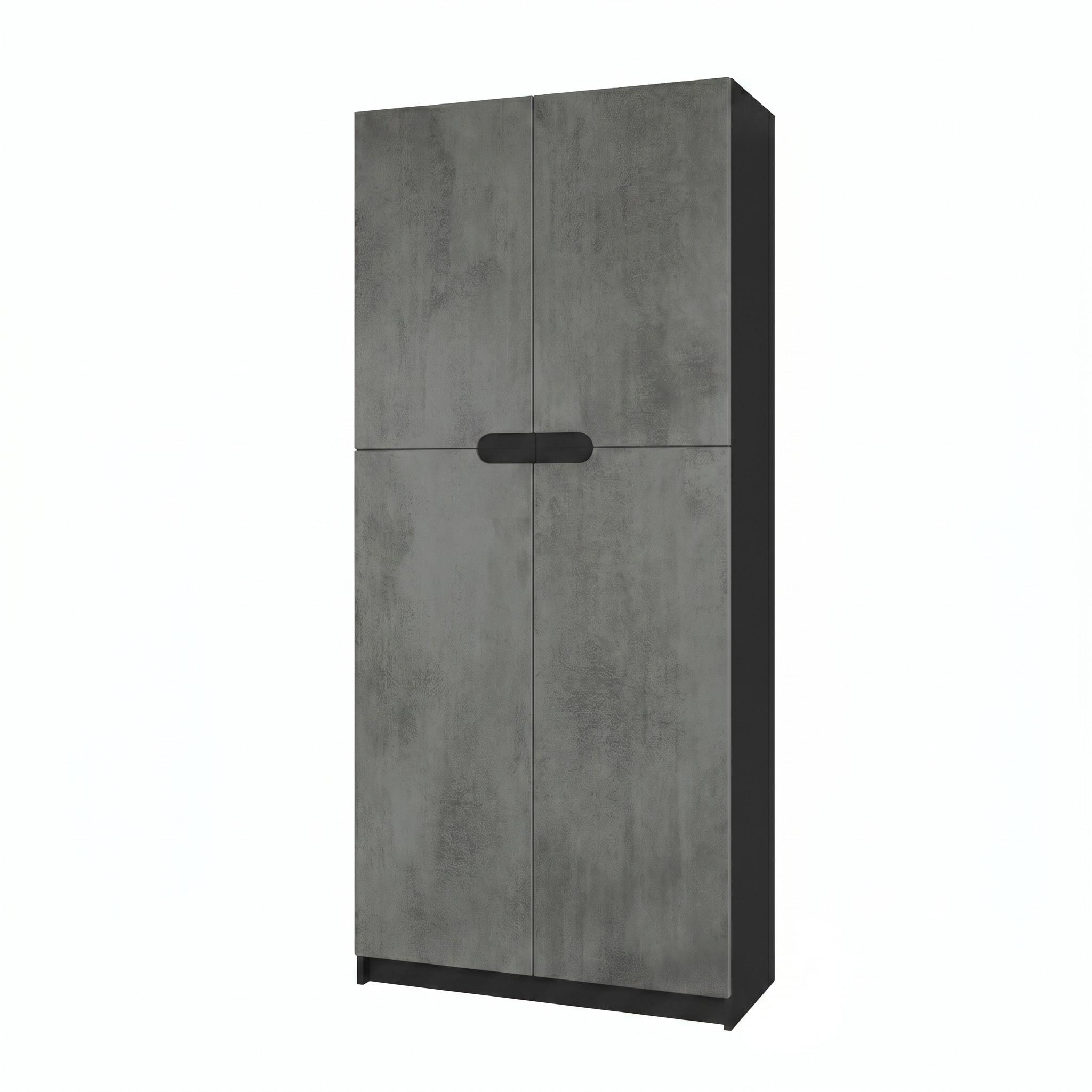 BÜROSCHRANK Logan Fronten in Beton Dunkel Optik - Dunkelgrau, Holzwerkstoff (82/184/37cm) - Vladon