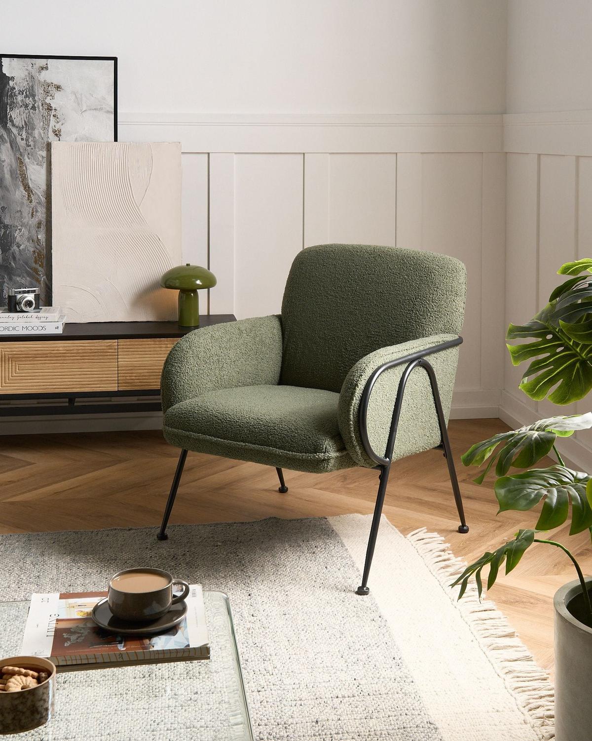 SESSEL Bouclé Grün Trysnes - Grün, Textil (74/84/75cm) - Beliani