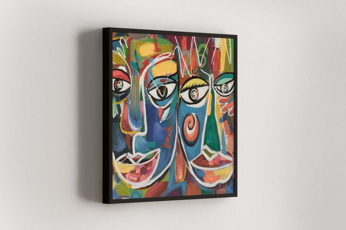 ACRYLBILD HANDGEMALT 60/60 cm - Weiß, Holz/Textil (60/60cm) - KUNSTLOFT