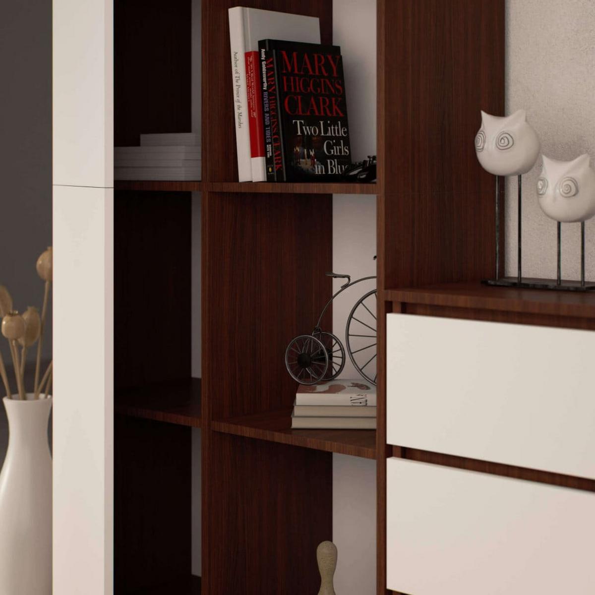 STANDREGAL Dunkelbraun, Weiß 180/80/35 - Dunkelbraun/Weiß, Holzwerkstoff (80/180/35cm) - RAUMHIRSCH FURNITURE
