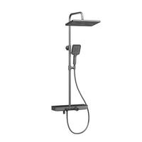 ÜBERKOPFBRAUSESET mit Drei Wasserauslassmethoden Thermostat mit Ablage Anthrazit 114,6/45/48 cm - Anthrazit, Metall (44.5/127/45cm) - EMKE