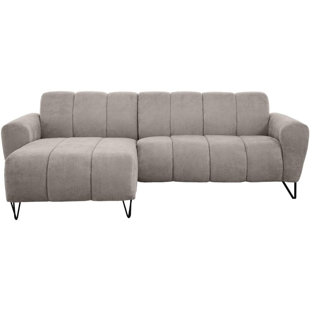 ECKSOFA Volare Mini ohne Schlaffunktion dunkelbeige links, Storm-Stoff - Beige/Schwarz, Textil/Metall (256/165cm) - Beautysofa