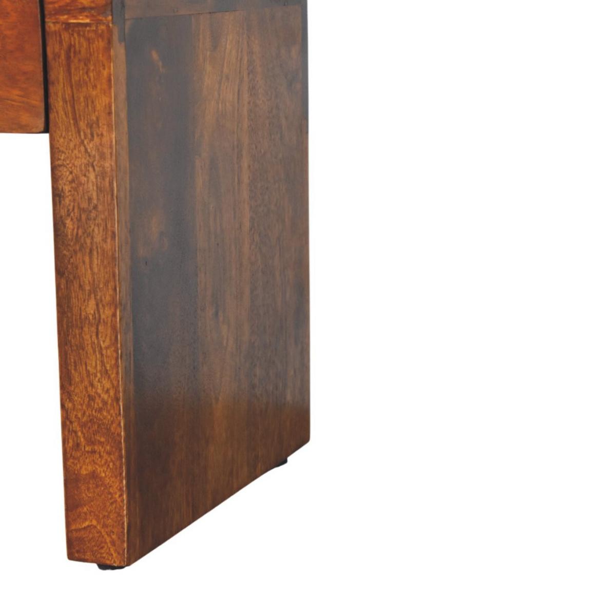 DARCY Nachttisch mit abgerundeten Kanten, 1 Schublade, Braun - Messingfarben/Braun, Mangoholz/Holz (30/40/30cm) - Artisan Furniture