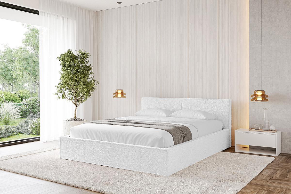 POLSTERBETT mit Bettkasten und Lattenrost, Boxbett ohne Matratze - TIVON-V1 180x200 Weiß - Weiß, Holzwerkstoff/Textil (180/200cm) - ALTDECOR