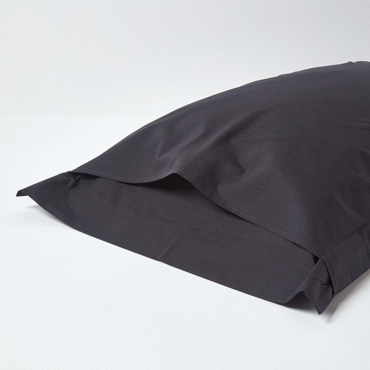 KISSENBEZUG Perkal mit Stehsaum, Fadendichte 200 - Schwarz, Textil (48/74cm) - Homescapes