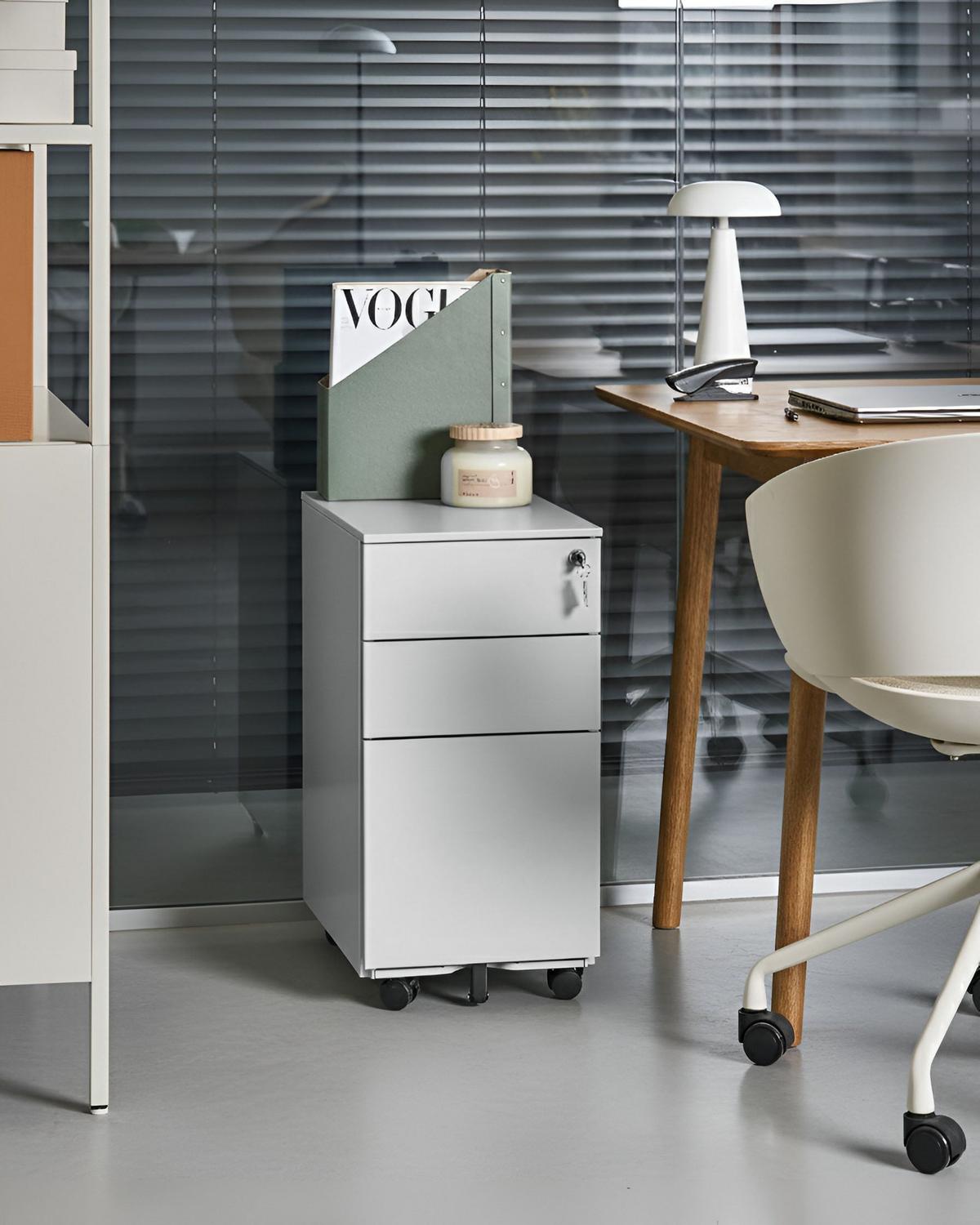 BÜROSCHRANK Metall Hellgrau Bolsena - Hellgrau/Grau, Metall (30/60/45cm) - Beliani