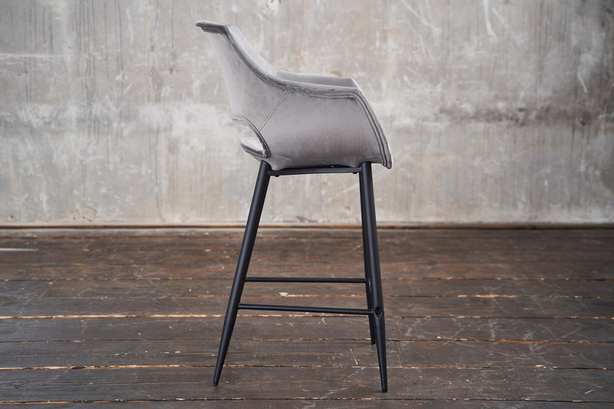 BARHOCKER ZAJA Grau Velvet - Grau, Textil (57/114/59cm) - KAWOLA