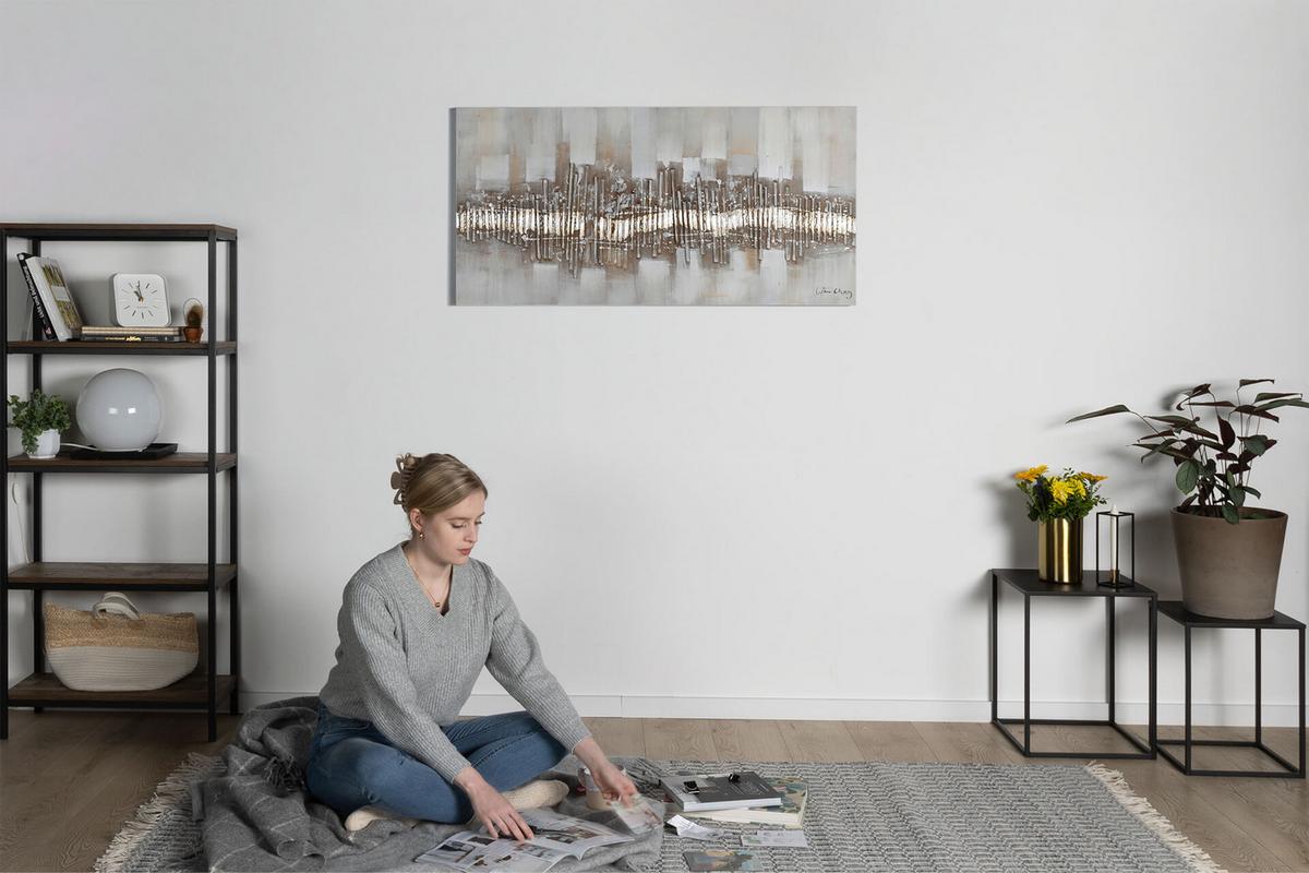 ÖLGEMÄLDE 120/60 cm - Beige/Grau, Holz/Textil (120/60cm) - KUNSTLOFT