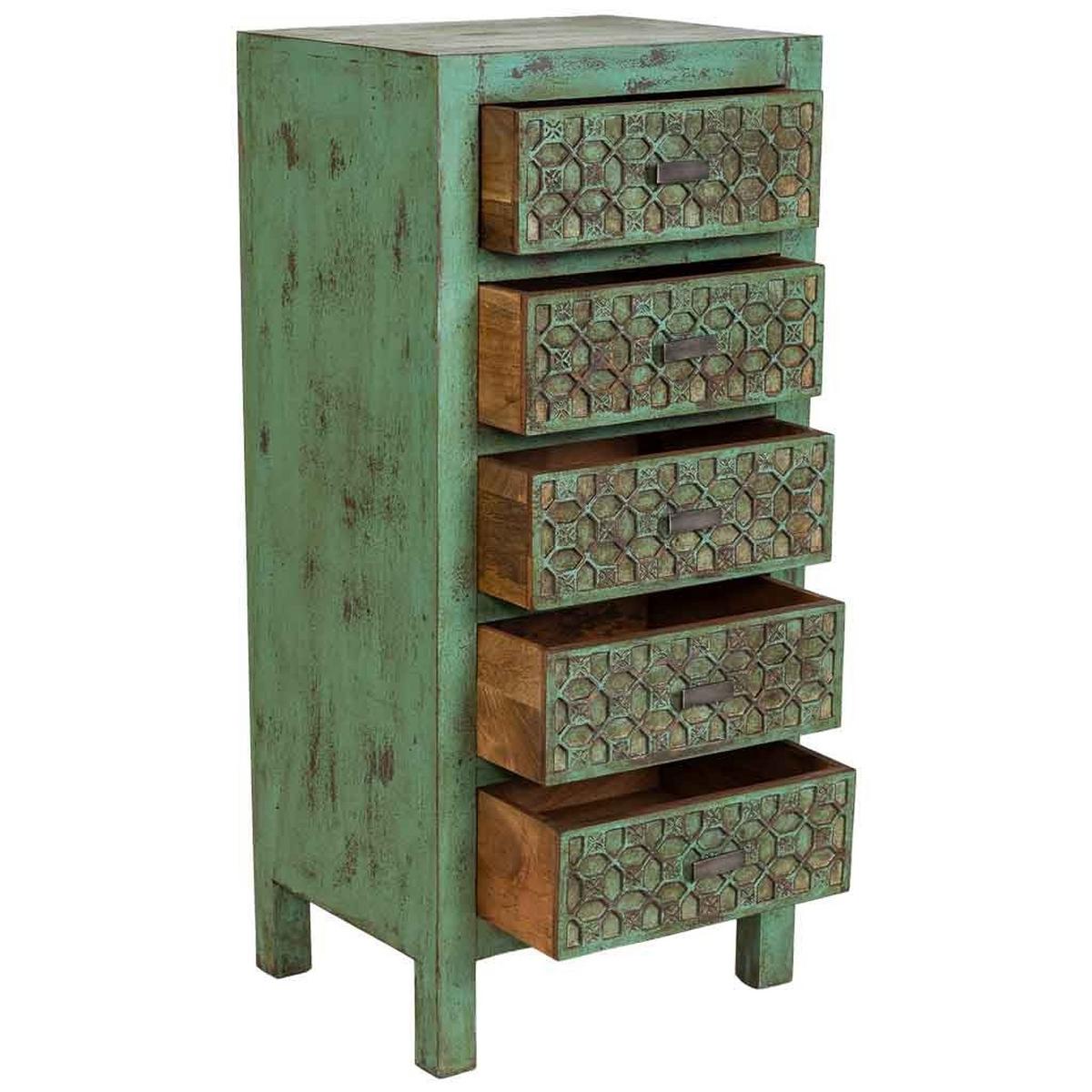 KOMMODE aus holz 50x40x110cm - Grün, Holz (50/110/40cm) - Wanderlust