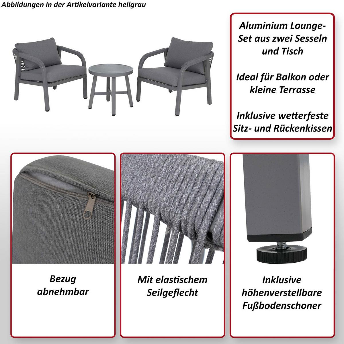 LOUNGE-SET Hellgrau - Hellgrau, Metall - MCW