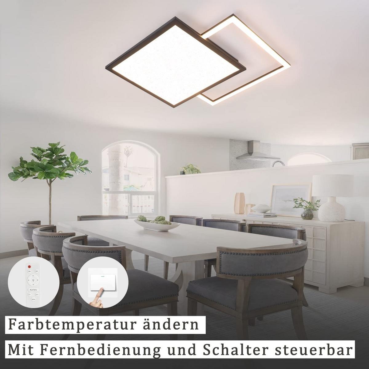 LED-DECKENLEUCHTE Zelmar 53/53/4.5 cm - Schwarz, Kunststoff (53/53/4.5cm) - ZMH