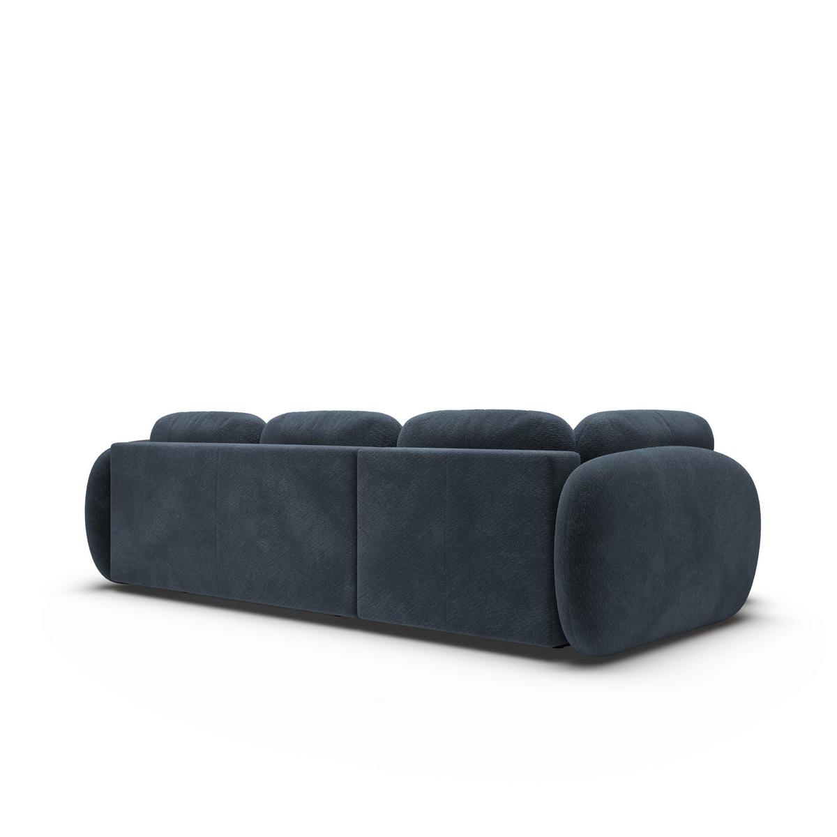 ECKSOFA AMICO II L-S Blau Geflochtener Stoff mit Schlaffunktion - Blau, Holz (289/190cm) - MASSENO
