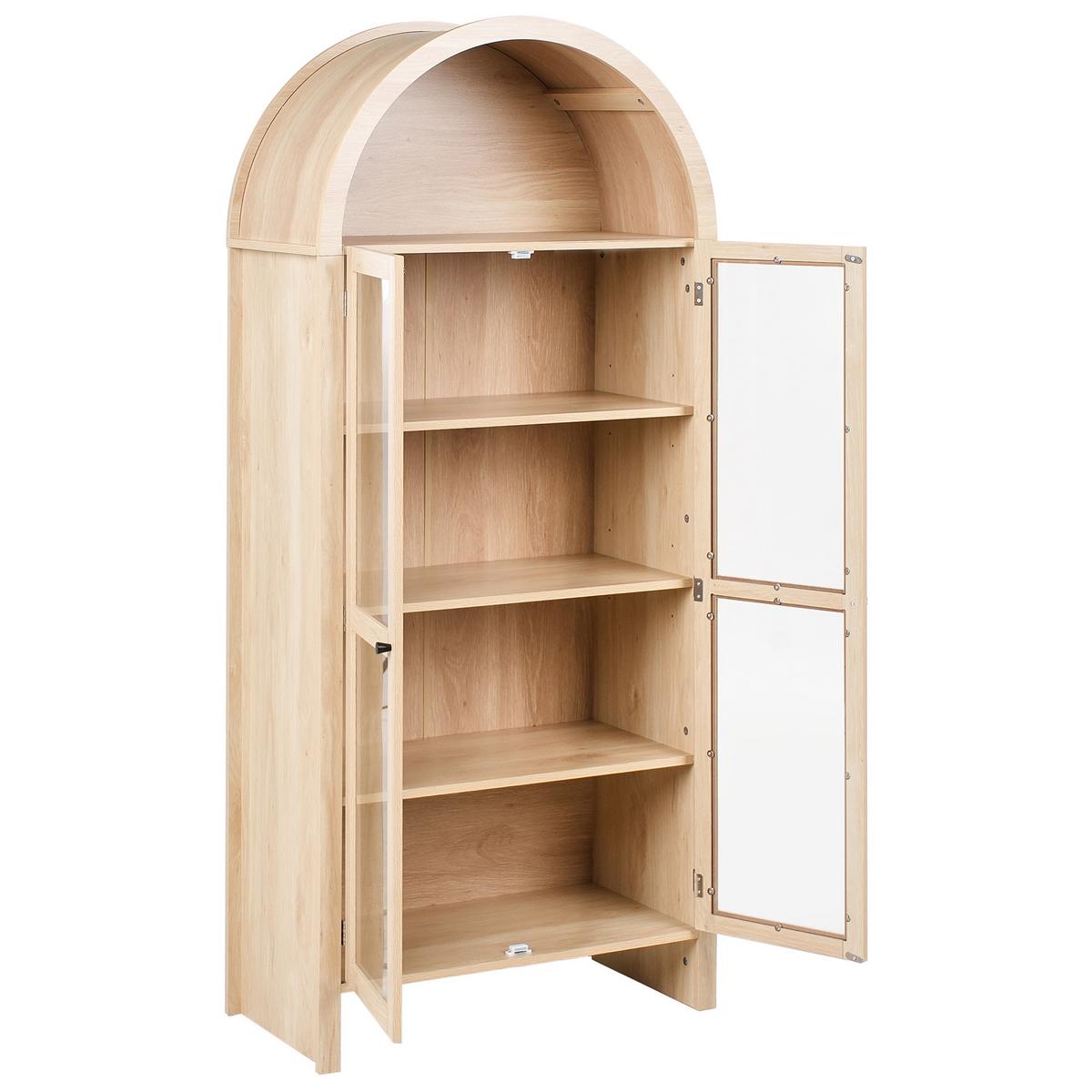 VITRINE mit Glastüren 79 cm Hellbraun Glenwood - Hellbraun, Holzwerkstoff (79/178/40cm) - Beliani