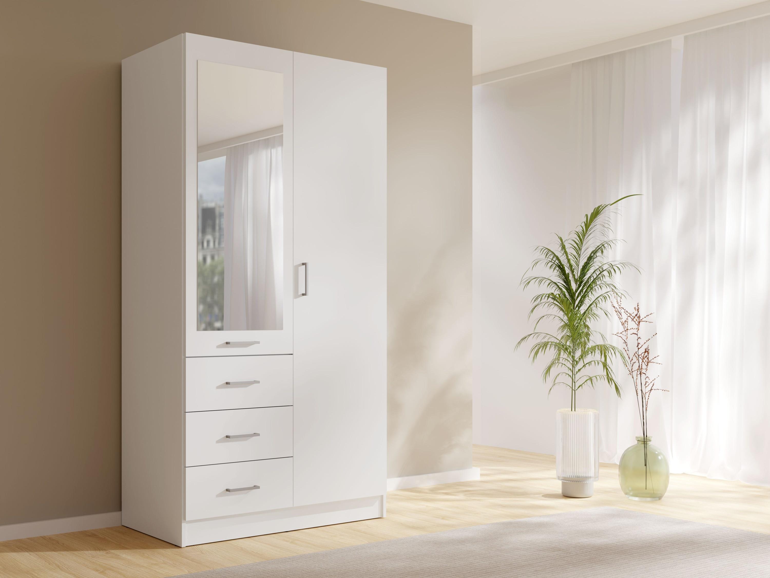 KLEIDERSCHRANK Weiß 101/200,5/58 - Weiß, Holzwerkstoff (101/201/58cm) - RAUMHIRSCH FURNITURE
