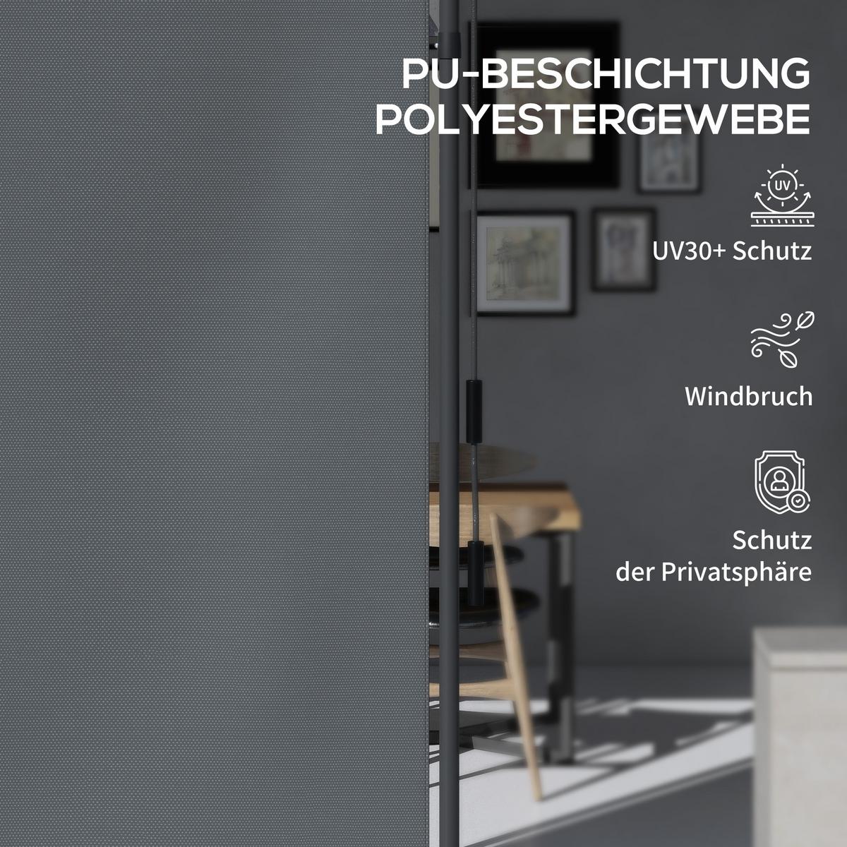 SENKRECHTMARKISE, Polyester, Dunkelgrau - Dunkelgrau, Metall (2.8/310/120cm) - Outsunny