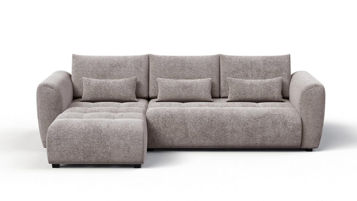 ECKSOFA SORENO 4-Sitzer, dunkelbeige - Beige/Schwarz, Holz/Textil (293/171cm) - Wozimo