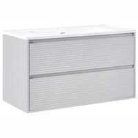 WASCHBECKENUNTERSCHRANK wandmontiertk mit Waschbecken Grau Bahia - Hellgrau, Holzwerkstoff (100/55/110cm) - Beliani