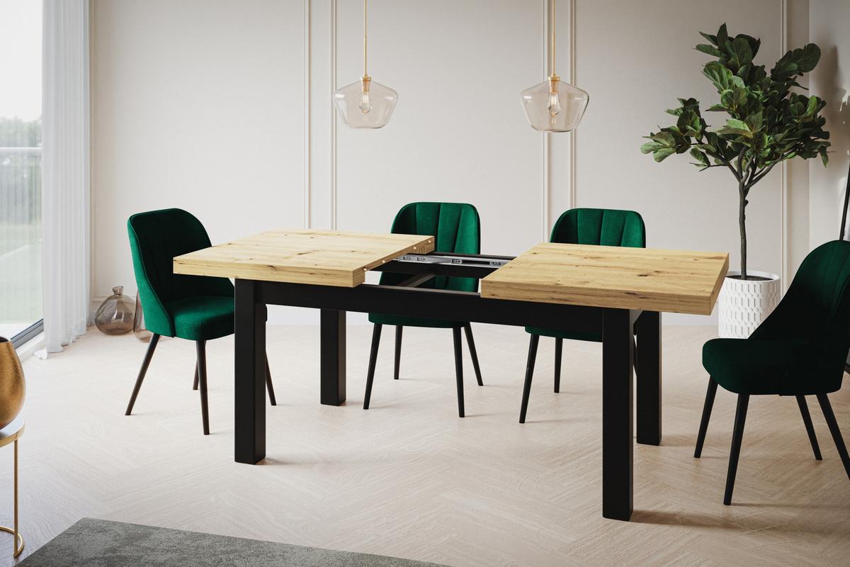 RECHTECKIGER Esstisch Ausziehbar – Moderner Wohnzimmertisch Küchentisch und Esszimmertisch – Tisch mit Holzbeinen, Maßen von 170 – 250 cm – Artisan - Hellbraun/Schwarz, Holzwerkstoff (170/90/78cm) - Alpi-Möbel