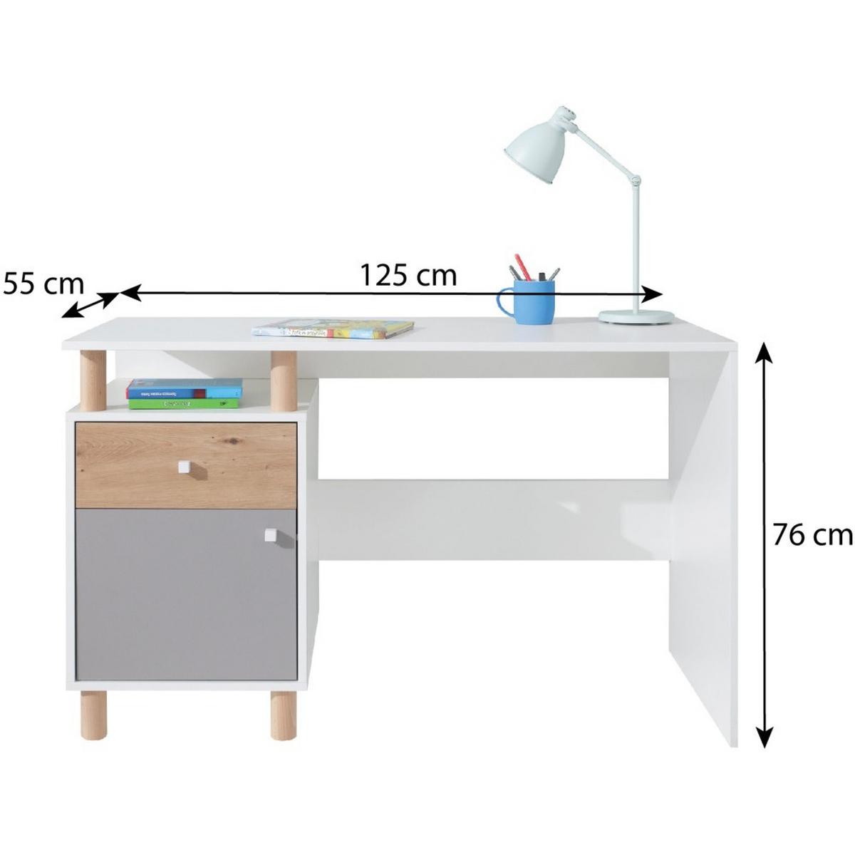 SCHREIBTISCH Figo für Jugendzimmer, mit 1 Tür und 1 Schublade - Eiche Artisan/Weiß, Holz/Holzwerkstoff (125/76/55cm) - Beautysofa