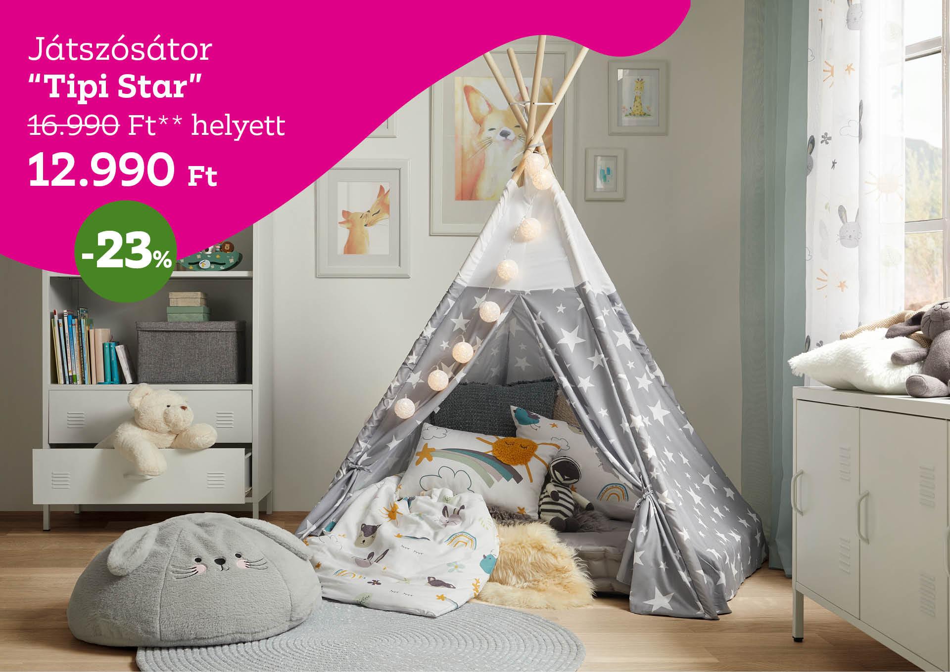 Játszósátor TIPI STAR 16990 Forint helyett 12990 Forint, kedvezmény mértéke 23%