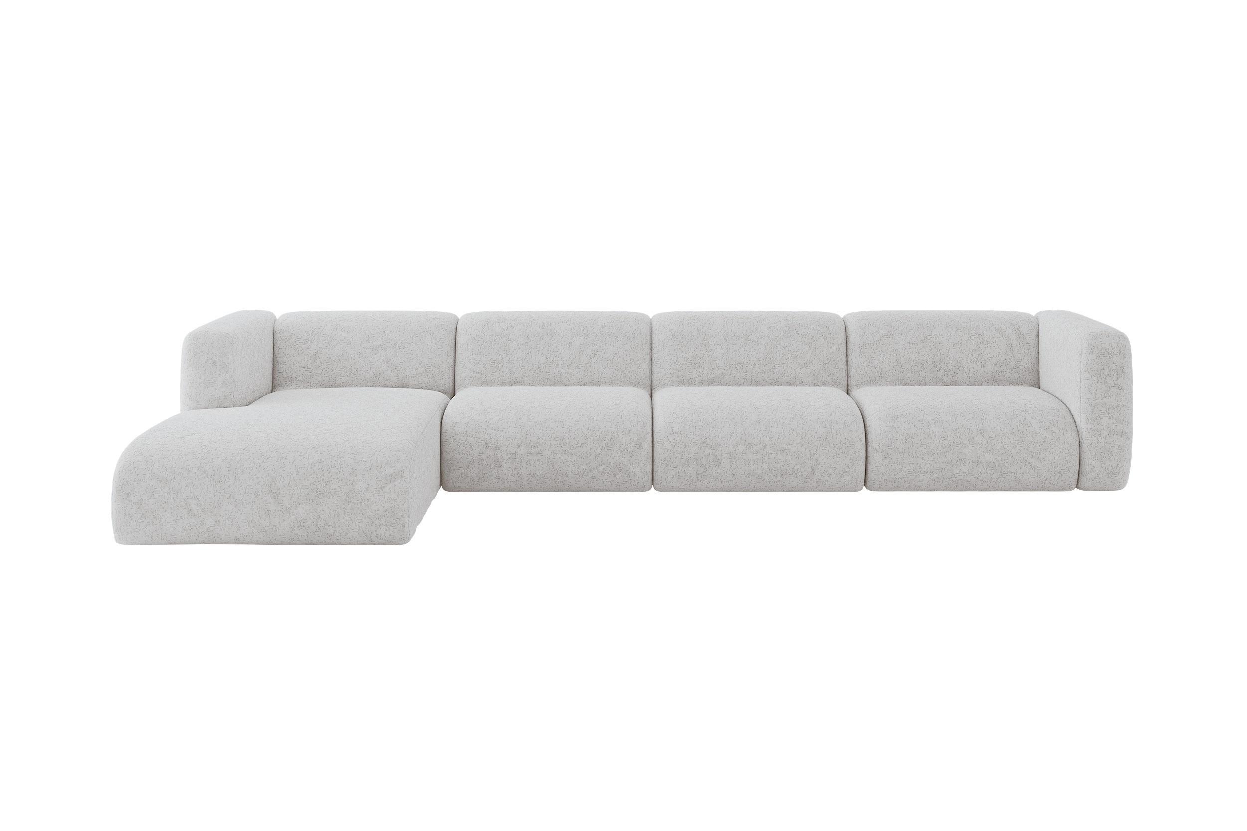 ECKSOFA Ottomane Links MIRA-L3 409x179x70 Grau Velours - Schwarz/Grau, Holzwerkstoff/Kunststoff (409/179cm) - ALTDECOR