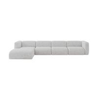 ECKSOFA Ottomane Links MIRA-L3 409x179x70 Grau Velours - Schwarz/Grau, Holzwerkstoff/Kunststoff (409/179cm) - ALTDECOR