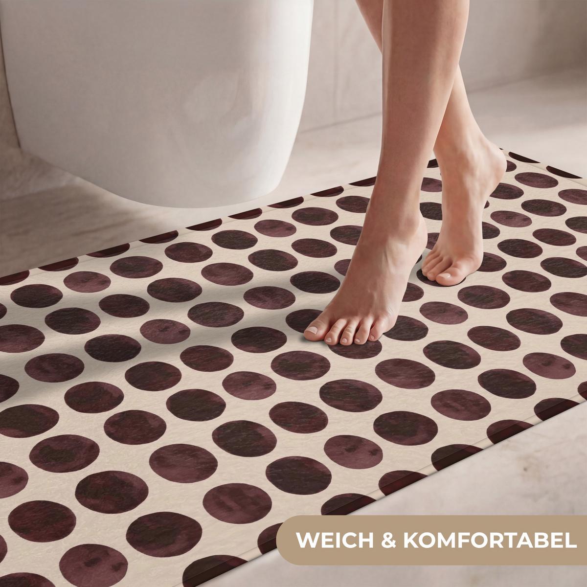 WC-VORLEGER Polka dots - Muster - Braun WC Teppich 120x60 cm - Bordeaux, Textil (120/1cm) - OnlyWow