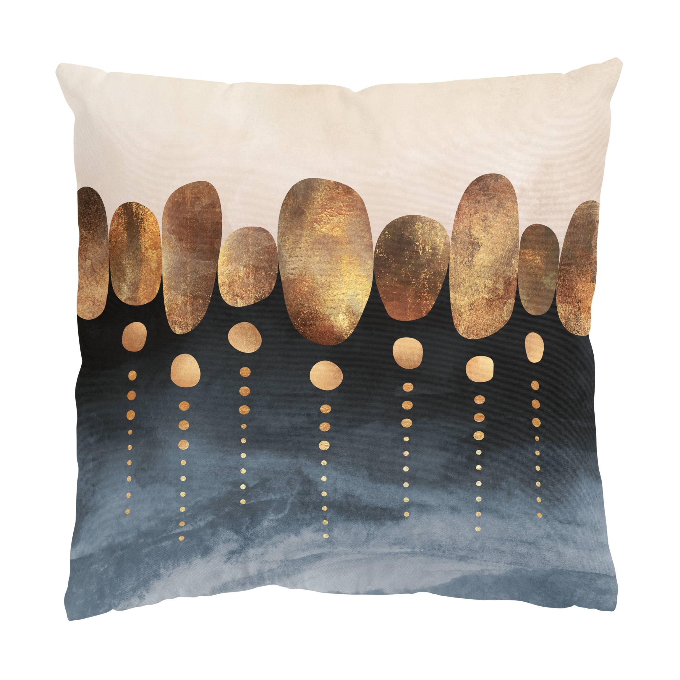 DEKOKISSEN Abstrakte goldene Steine 50/50 cm - Goldfarben, Textil (50/50/10cm) - Bilderwelten
