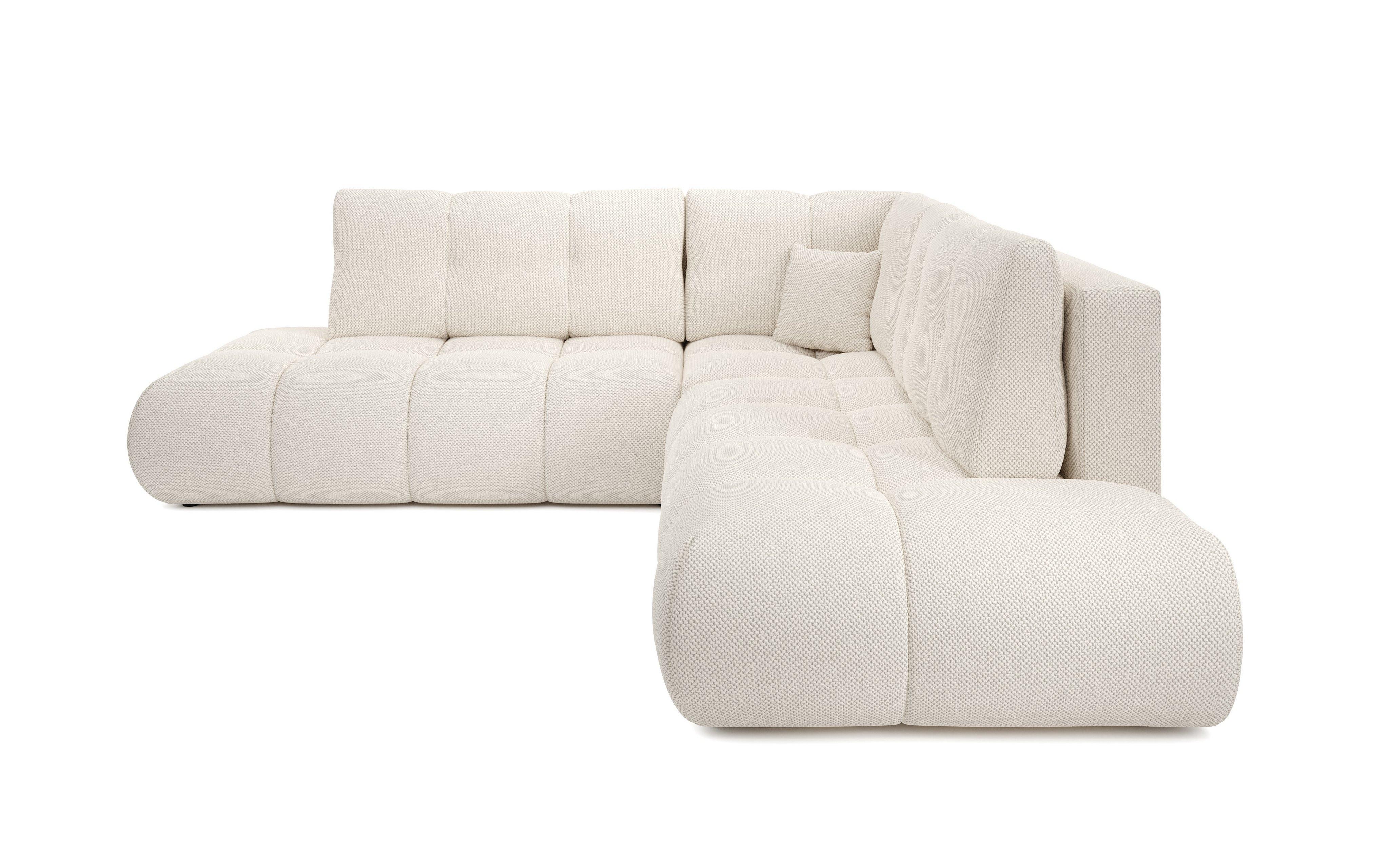 ECKSOFA DUCA II R-S Beige Jersey mit Schlaffunktion - Creme, Holz (266.5/266.5cm) - MASSENO