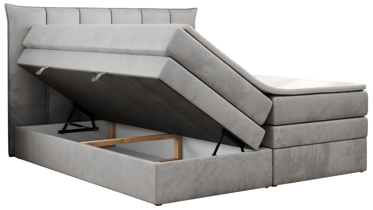 BOXSPRINGBETT PREMIUM 10 KING 200/200 Hellgrau Velvet - H3 - Hellgrau, Holz/Textil (200/200cm) - MKS