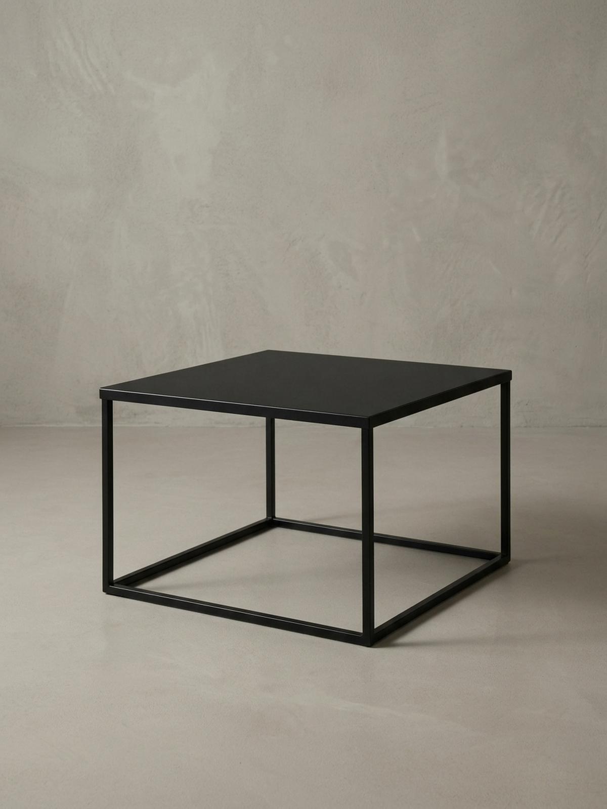 COUCHTISCH quadratisch mit Marmor-Optik, Metallgestell im Industrial-Stil, Schwarz 60x60x45 cm - Schwarz, Metall (60/60/45cm) - KADIMA DESIGN