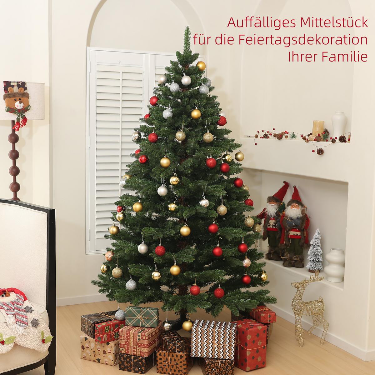 WEIHNACHTSBAUM 180 cm, Kunsttanne, stabile Metallbasis, Grün - Grün, Kunststoff (180cm) - HOMCOM
