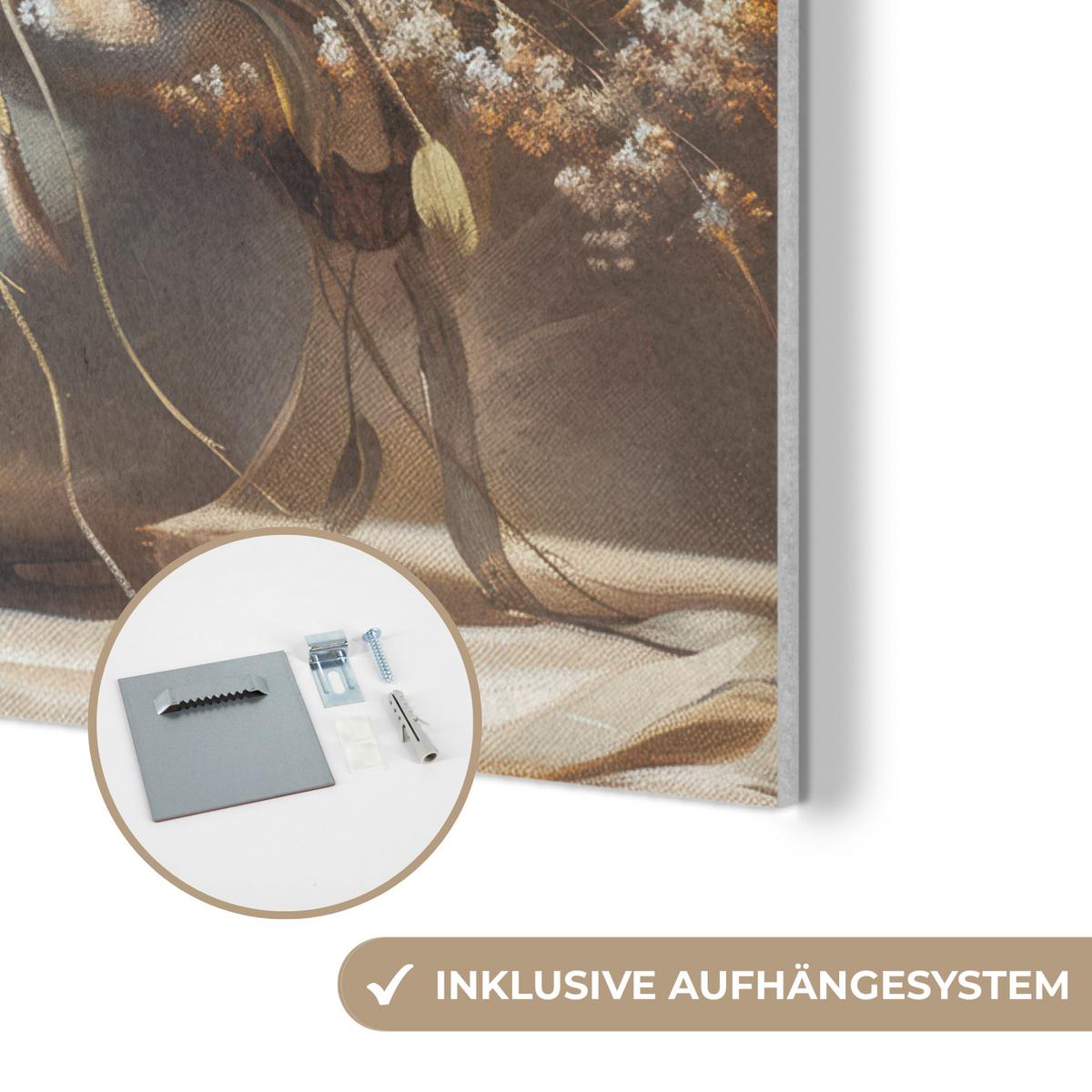 AKUSTIKBILD Blumen - Vase - Stilleben - Beige Kunstdruck Schlafzimmer 50x70 cm - Creme, Kunststoff (50/70/0.9cm) - MuchoWow
