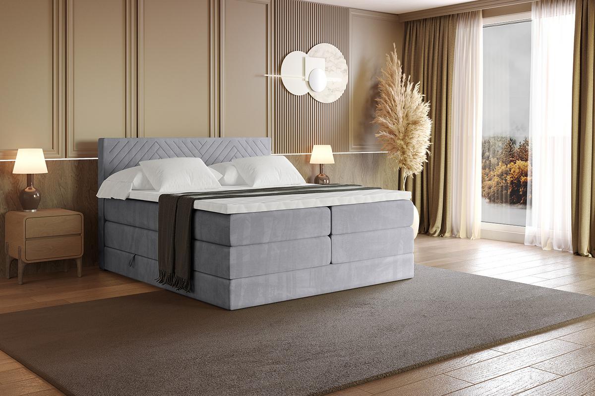 BOXSPRINGBETT mit Matratze H3|H4 und Lattenrost - VEXA KING-180x200 - Grau Monolith - Grau, Holzwerkstoff (180/200cm) - ALTDECOR