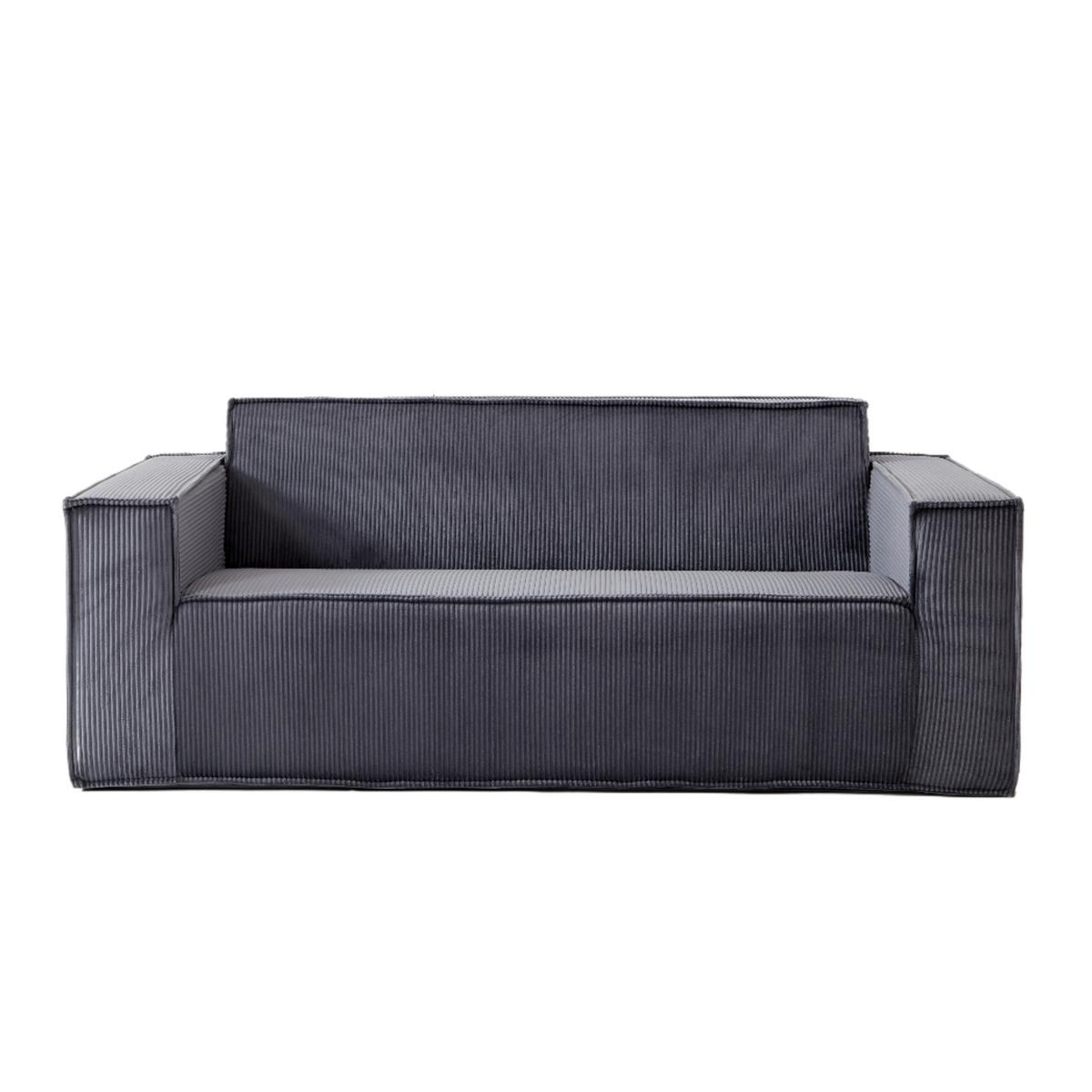 2-SITZER-SOFA Cord Grau mit Federkern, Montagefrei - Grau, Textil (178/70/86cm) - Urban Meuble