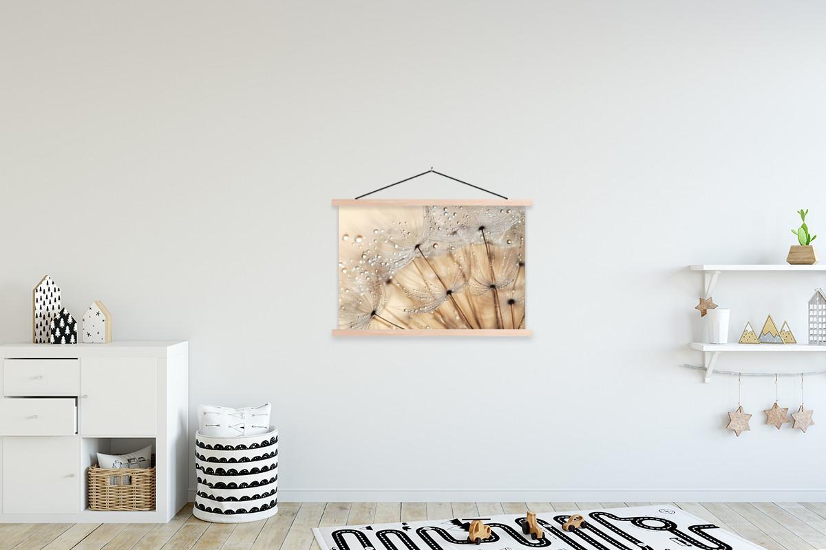POSTER MIT MAGNETLEISTEN Löwenzahn - Abstrakt - Natur - Beige Wanddeko 90x60 cm - Braun, Textil (90/60/0.15cm) - MuchoWow