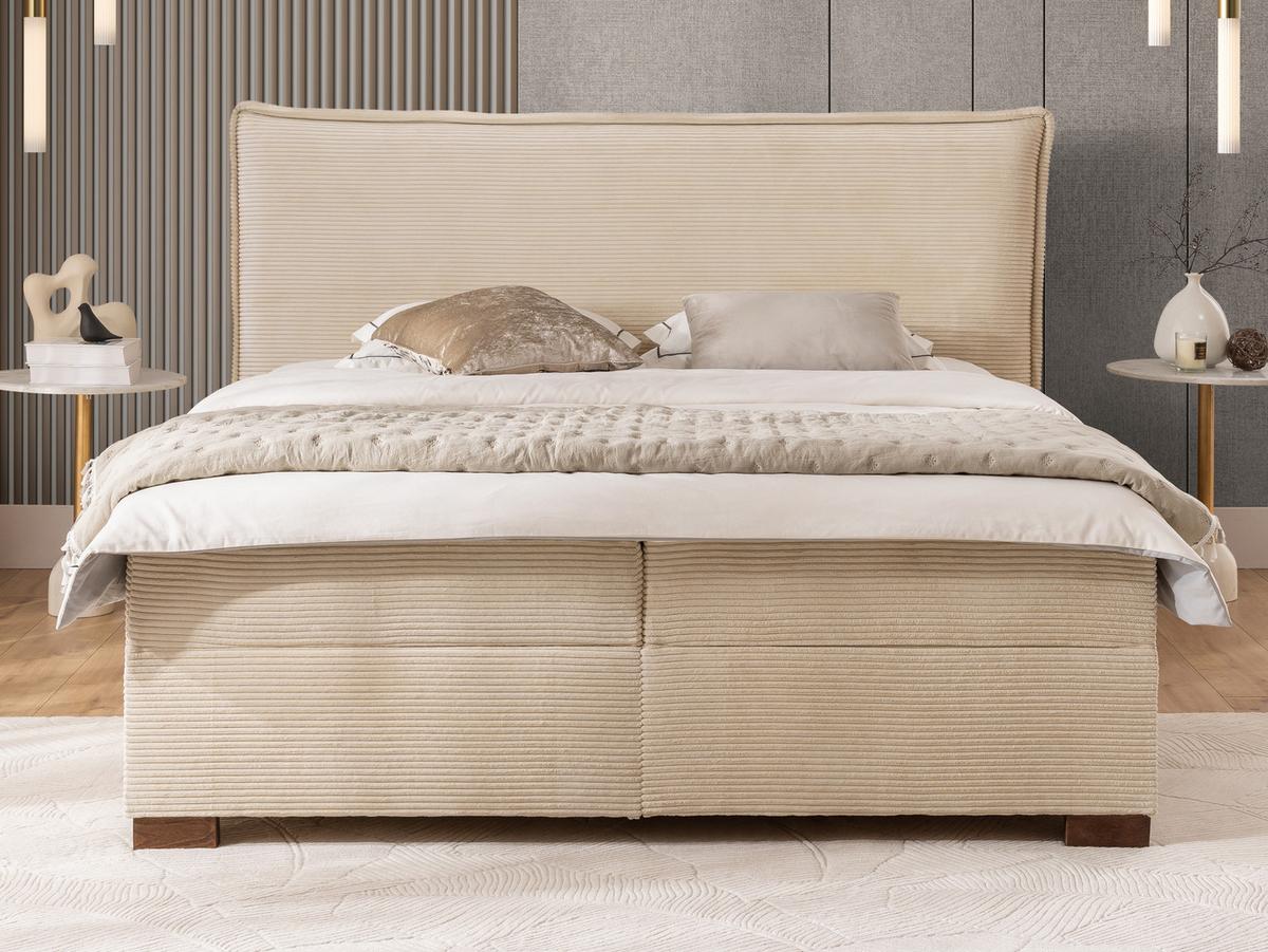 BOXBETT Lovetti II, Cord, H3 - Beige/Dunkelbraun, Holz/Kunststoff (200/200cm) - S-Style Möbel