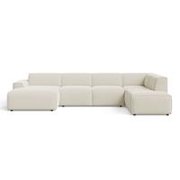 ECKSOFA U Belluno Creme Rechts - Creme/Schwarz, Holz/Kunststoff (220/378cm) - Graingold