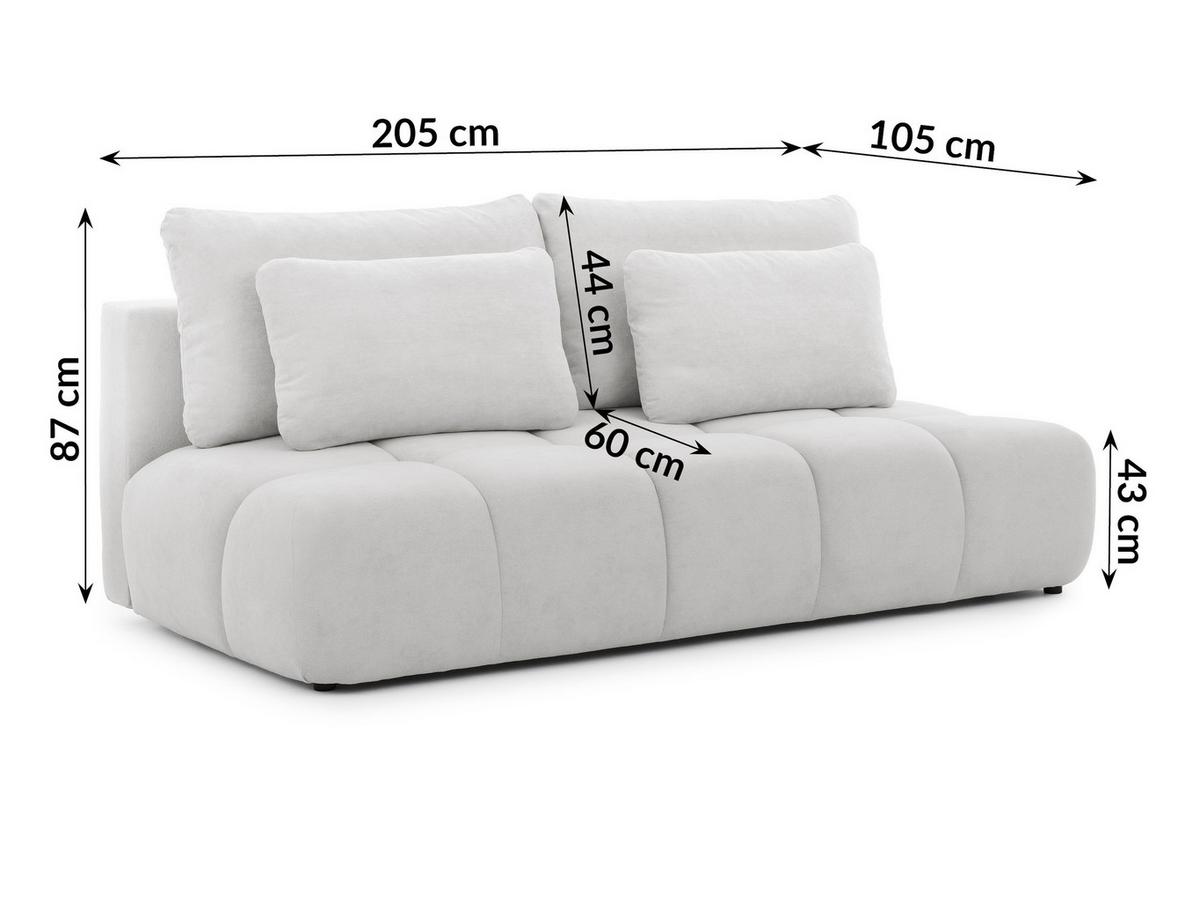 SCHLAFSOFA Belluno aus hochwertigem Hellgrau Plüschstoff mit Bettkasten und tiefen Steppungen in Bubble-Optik - Hellgrau/Schwarz, Holz/Kunststoff (205/87/105cm) - S-Style