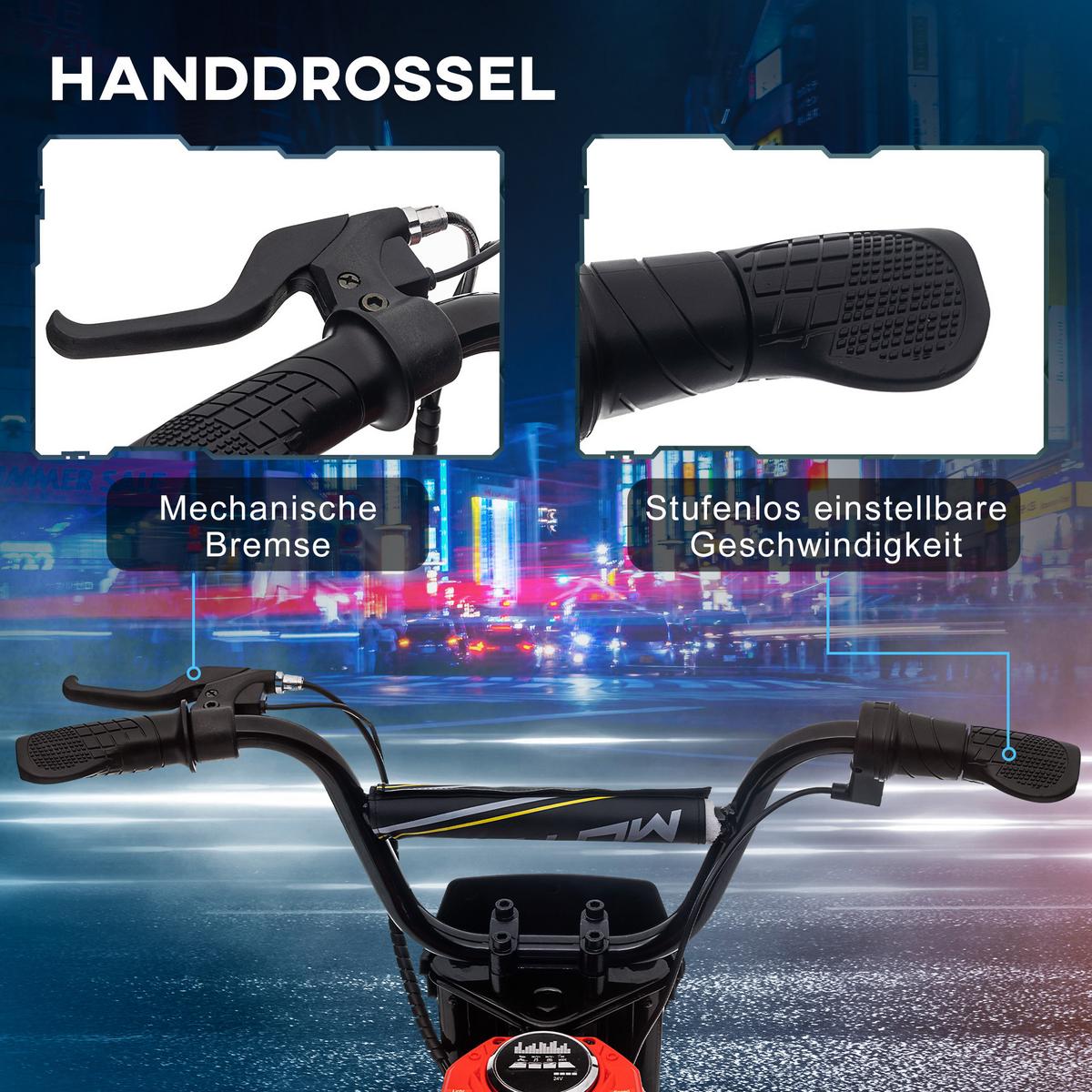 ELEKTRO Motorrad Kinder Elektromotorrad mit 24V 350W Motor, 8-16 KMH Rot - Rot, Kunststoff (119/64/76.5cm) - HOMCOM