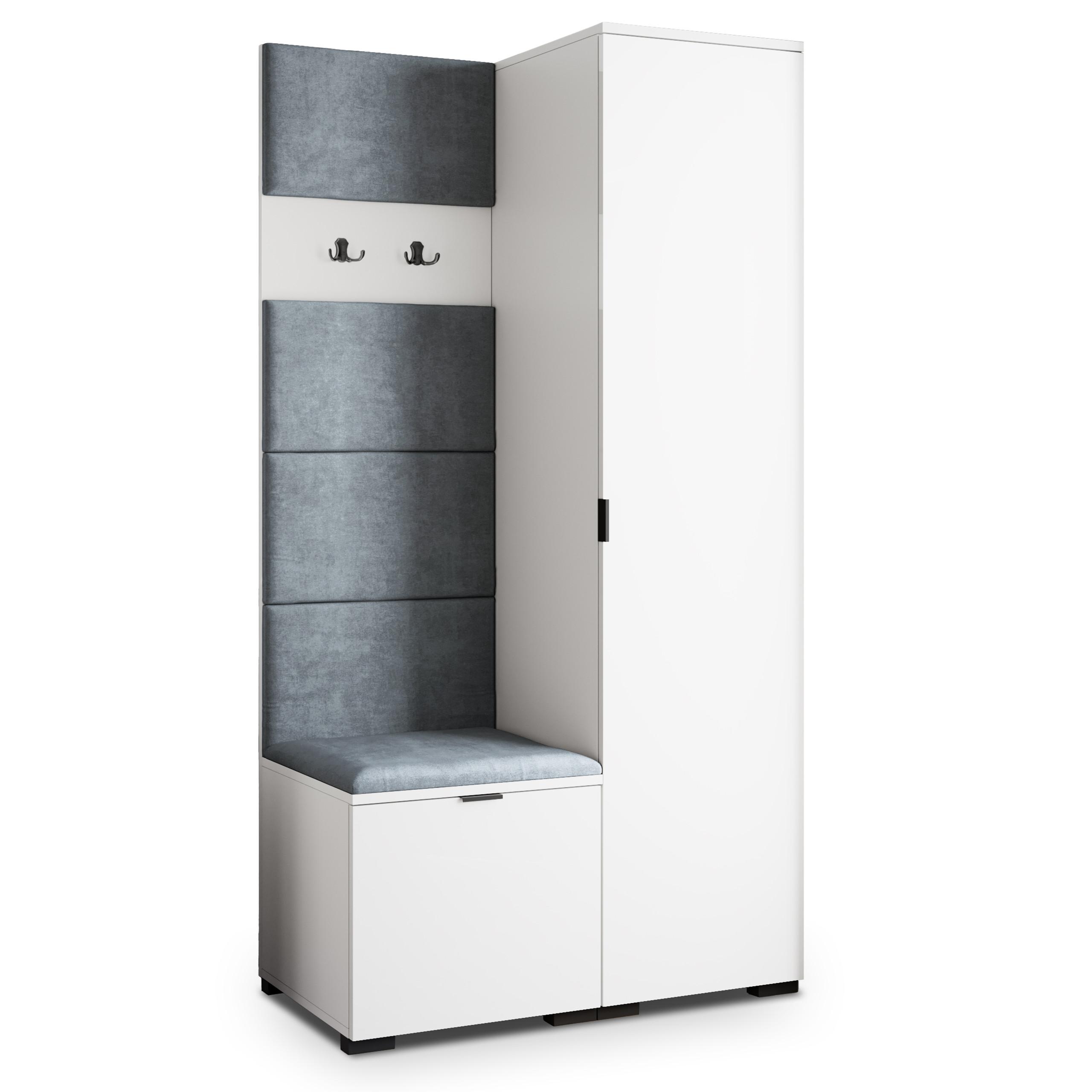 GARDEROBENSCHRANK LORI 95/181/51 cm Modern Garderobe-Set Weiß - Weiß/Grau, Holzwerkstoff (95/181/51cm) - MASSENO