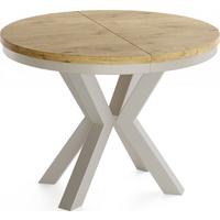 ESSTISCH Clara Grau-Beige runder ausziehbarer, Lancelot Eiche 100-180/100/76 cm - Eichefarben/Grau, Holzwerkstoff/Metall (100/176/76cm) - WFL GROUP