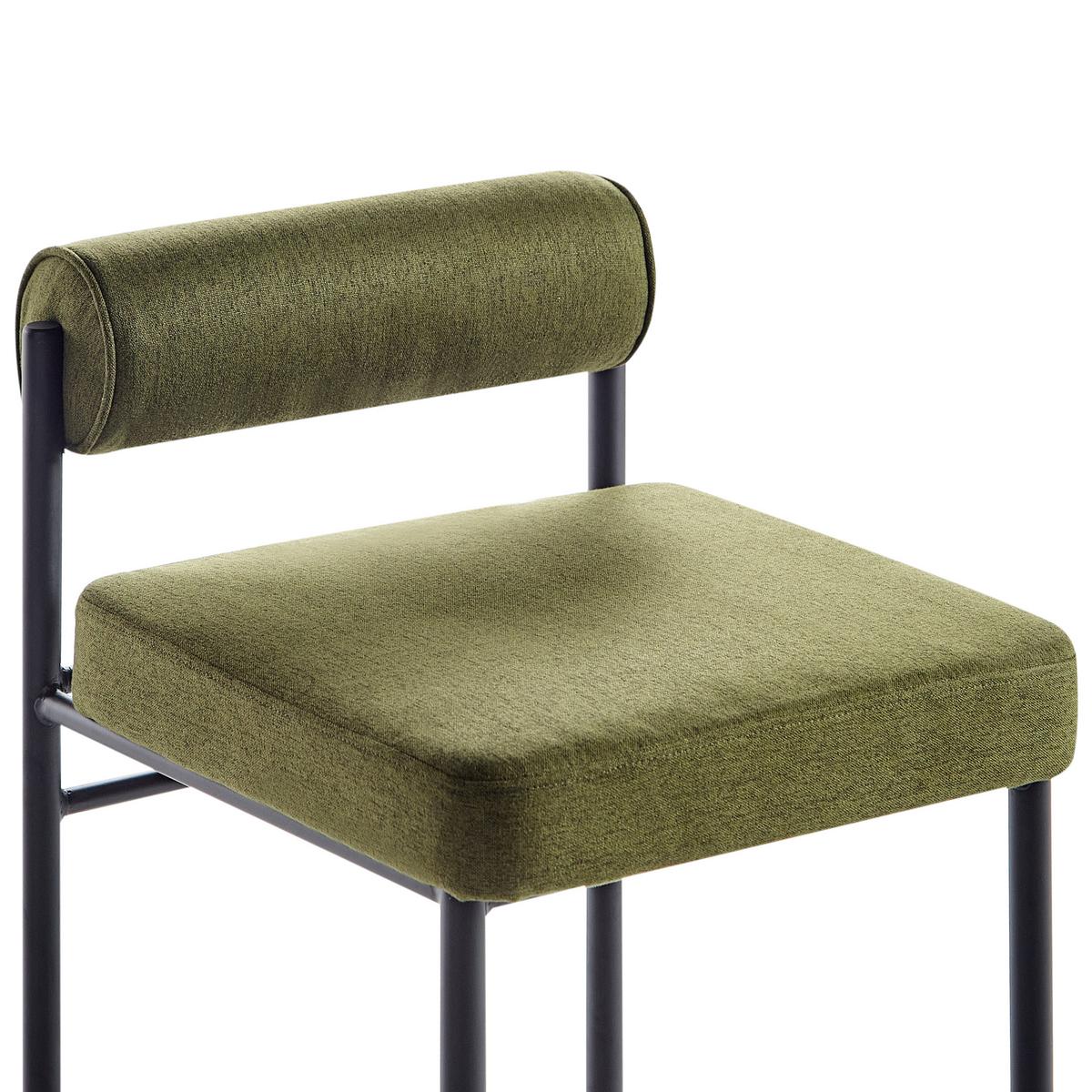 BARSTÜHLEN 2er-Set Grün Amaya - Schwarz/Olivgrün, Holz/Textil (42/82/42cm) - Beliani