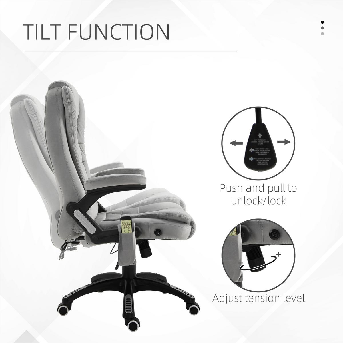 MASSAGE Sessel höhenverstellbarer Bürostuhl mit Massagefunktion Relaxsessel Grau - Schwarz/Grau, Kunststoff/Textil (74/116/67cm) - Vinsetto