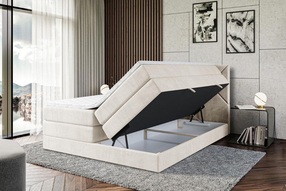 BOXSPRINGBETT BARWA KING - 180x200 - H3/H4 - Creme - Creme, Holzwerkstoff (180/200cm) - ALTDECOR